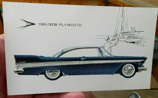 1960 Plymouth Belvedere 2 Door Sedan Auto Car Advertising Postcard