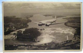 1940 American Airlines Adv Postcard Flight Seeing By Flagship,  Niagara Falls Bio