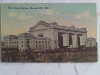 Rare 1910s Postcard Salesman Samples Railroad Union Train Station Kansas City Mo