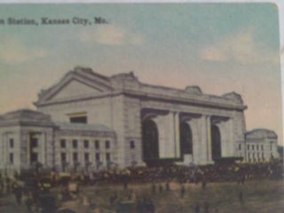 RARE 1910s POSTCARD SALESMAN SAMPLES RAILROAD UNION TRAIN STATION KANSAS CITY MO 3