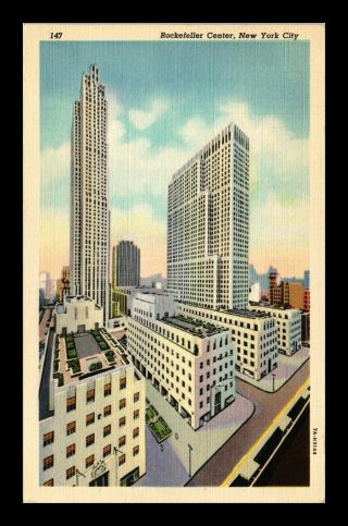 Dr Jim Stamps Us Rockefeller Center York City Linen Colortone Postcard