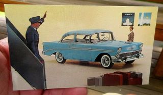1956 Chevrolet 2 Door Bel Air Sedan Auto Car Advertising Postcard