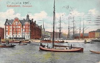 Denmark Copenhagen Copenhague,  Kobenhavn,  Havneparti,  Boats 1908