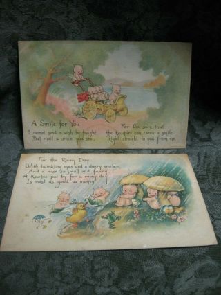 Kewpie Postcards From 1921 A Smile For You - For The Rainy Day -