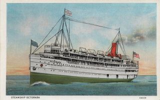 Steampship Octorara Postcard Great Lakes G.  H.  Wickman Mackinac Island Publisher