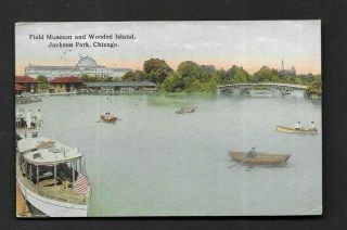 Postcard 1915 Chicago Il Field Museum & Wooded Island Jackson Park 2235