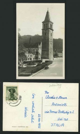 Judenburg Hauptplatz Clock Tower 1955 Old R.  P.  Postcard