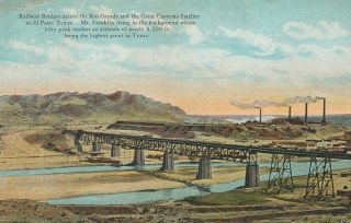 (y) El Paso,  Tx - Railway Bridge Over The Rio Grande River - 2/19/1927