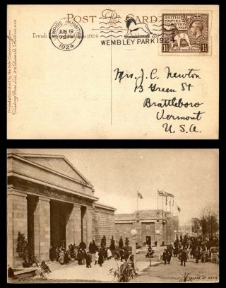 Mayfairstamps 1924 Uk Pc British Empire Exhibiton Stamp & Cancel Palace Of Arts