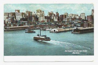 York City Ny - Skyscrapers From The Brooklyn Bridge Ca.  1910 Nyc Postcard