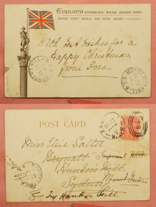 1901 Nsw Australia Patriotic Postcard Forwarded
