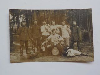 Wwi German Photo Postcard Soldiers Stein In Hand War Photograph Vtg Ww I Ww1