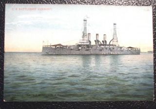 U.  S.  Battleship Vermont - Post Card - Color - 1900 To 1910 Series