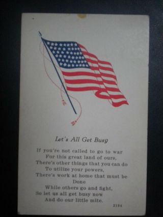 Db Wwi Patriotic Postcard With Flag And Caption " Let 