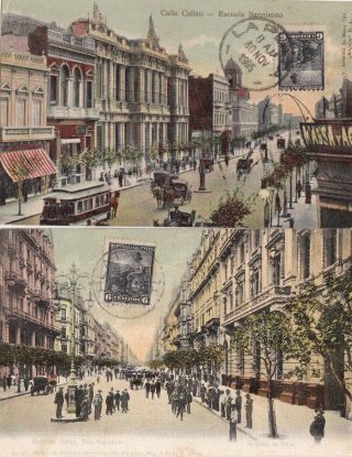 Argentina 1905 Two Postcards Buenos Aires Stamped But Not Travelled