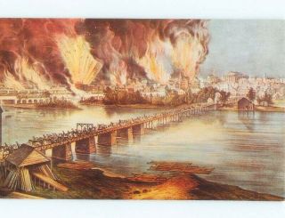 Pre - 1980 Fall Of Richmond - Postcard Of Civil War Painting Richmond Va E5714