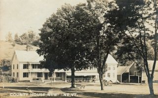 Newfane,  Vt Rppc County House And Horse Barn On The Street C1910