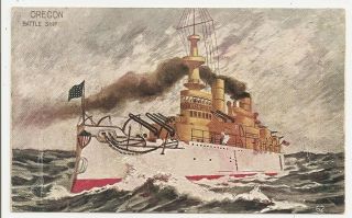 U.  S.  Navy Battleship Oregon 1910 Postcard