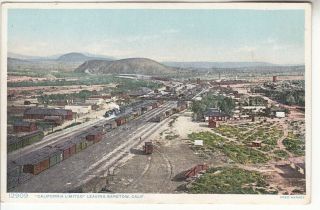 Barstow Ca Train Yard San Bernardino Co Mojave Desert 1910 Fred Harvey Postcard