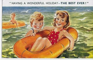 Bamforth Seaside Kiddy 1384 Having A Wonderful Holiday - The Best Ever