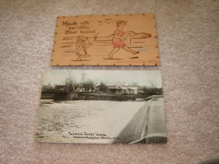 Vintage Postcard Mi Michigan Eaton Rapids Grand River & Leather Card