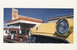 Route 66 Art Postcard With Old Whiting Bros Gas Station Seen On Old Route 66