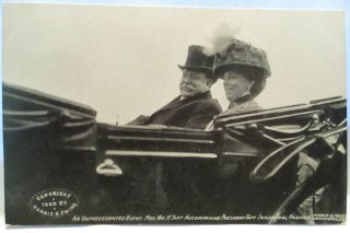 1909 Photo Postcard Unprecedented Event Mrs Taft W/ Pres.  Taft Inaugural Parade