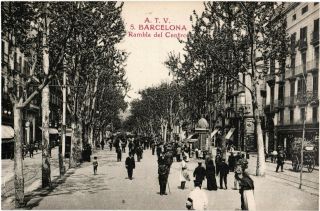 Barcelona,  Rambla Del Centro,  Old B,  W Postcard,  Unposted
