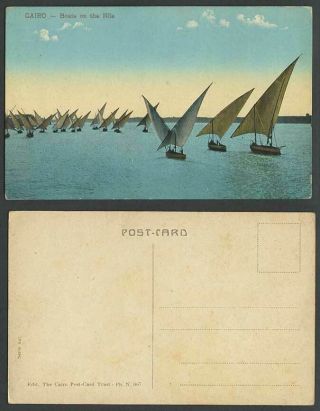 Egypt Old Colour Postcard Cairo,  Boats On The Nile River Scene - Sailing Vessels
