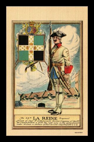 Dr Jim Stamps Us 24th La Reine Regiment Soldier Flag Topical Linen Postcard