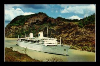 Dr Jim Stamps Swedish American Line De Luxe Cruise Ship Panama Canal Postcard