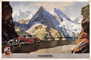 Grossglockner Hochalpenstrasse,  Fuschertorl,  Old Artist Drawn Postcard,  Unposted