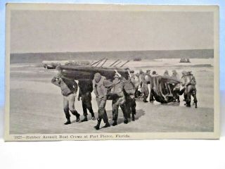 1940s Postcard Rubber Assault Boat Crews At Fort Pierce Fl
