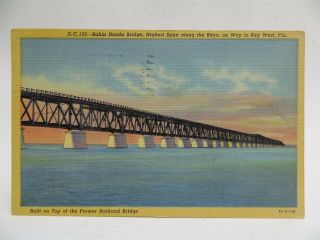 Vintage Postcard - Bahia Honda Bridge,  On The Way To Key West,  Fl - Pm 1951