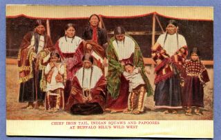 Old Postcard 1910 Native Americana Indian Chief Squaw @ Buffalo Bills Wild West