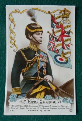 Antique Royal Postcard Coronation Souvenir King George Vi Queen Elizabeth
