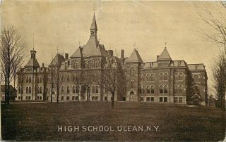 Olean York High School 1913 B&w Postcard