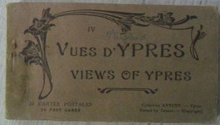 Early Set Of Views Of Ypres Postcards In Booklet Vgc