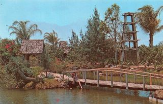 Indian Shores,  Fl Florida Tiki Gardens Bridge Polynesian Beauty Tower Postcard