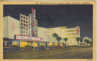 Woody Herman Playing,  Palladium & Columbia Square,  Hollywood,  Ca,  Linen Postcard
