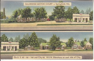 Springfield Mo Route 66 Auto Court Gas Linen Roadside Advertising Pc Greene Co
