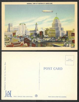 Old Aviation Postcard - Airship,  Zeppelin,  Blimp - Over Boston,  Massachusetts