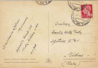 ALBANIA ITALIAN OCC.  1941 postcard st.  canc.  POSTA MILITARE.  to ITALY 2