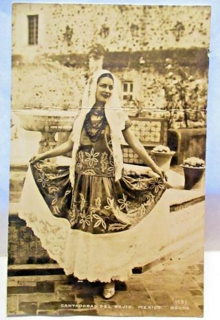 1940s Real Photo Postcard Singer Dancing Girl Mexico,  Cantadoras Del Bajio