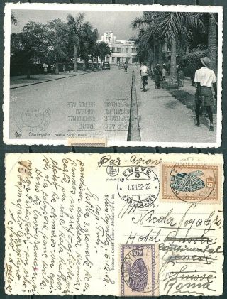 Belgian Congo 1952 Postcard Avenue Baron Dhanis Stanleyville To Geneva - Cag 0505