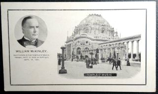 Postcard William Mckinley President Patriotic Temple Music Shot Down 1901 Udb
