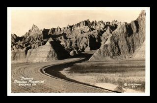 Dr Jim Stamps Us Dinosaur Playground Badlands South Dakota Rppc Postcard