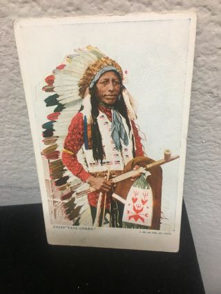 Vtg Postcard Chief Tall Crane American Indian C.  1908
