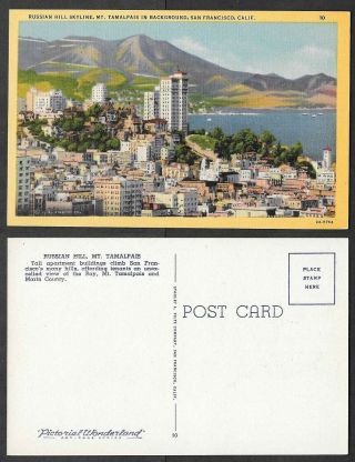 Old California Postcard - San Francisco - Russian Hill Skyline