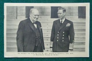 Antique Royal Postcard King George Vi Winston Churchill Ve Day End World War Ii